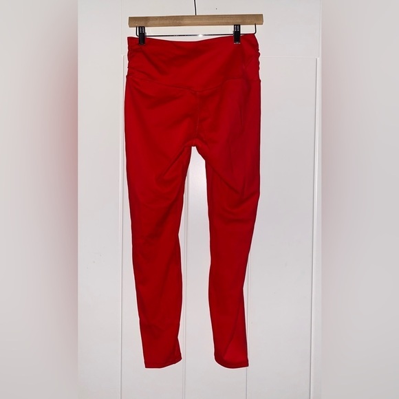Ododos  Yoga Foldover Red‎ Ankle Leggings Workout Casual Athleisure Women L - Picture 8 of 8